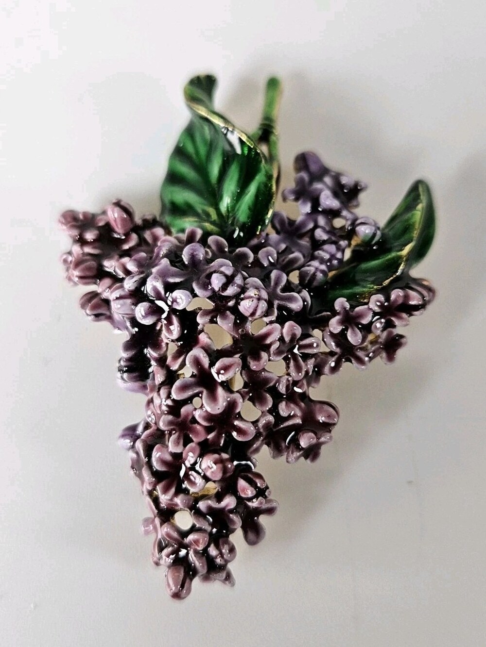 Vintage Brooch Signed MFA Museum of Fine Arts Lilac Purple Enamel Flower Lilac